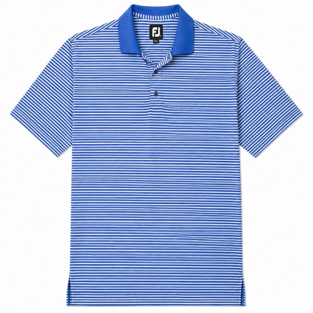 FootJoy Blue White Striped Golf Polo Men Large Performance Preppy Country Club